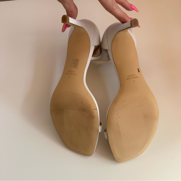 Stuart Weitzman NunakedCurve 85 Sandal Heel in White - Picture 9 of 15